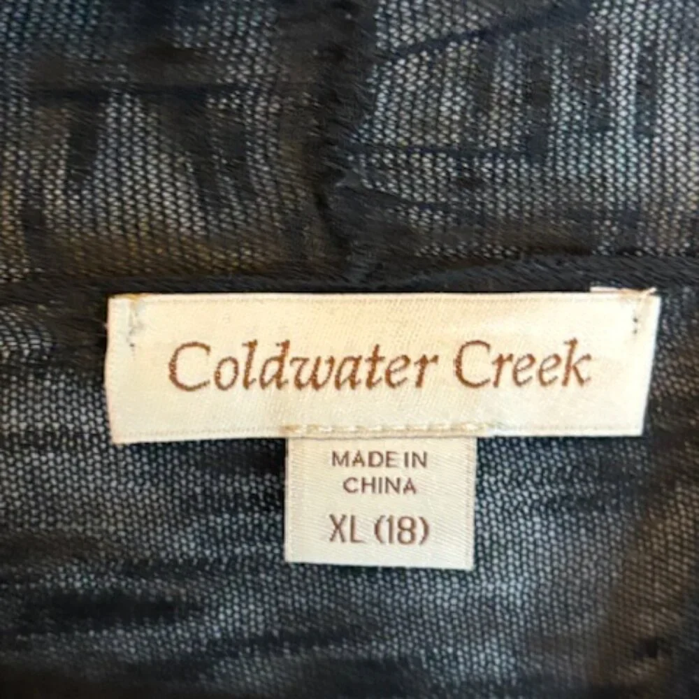 Coldwater Creek Sweater Women's XL Open‎ Front Lightweight Sheer Black